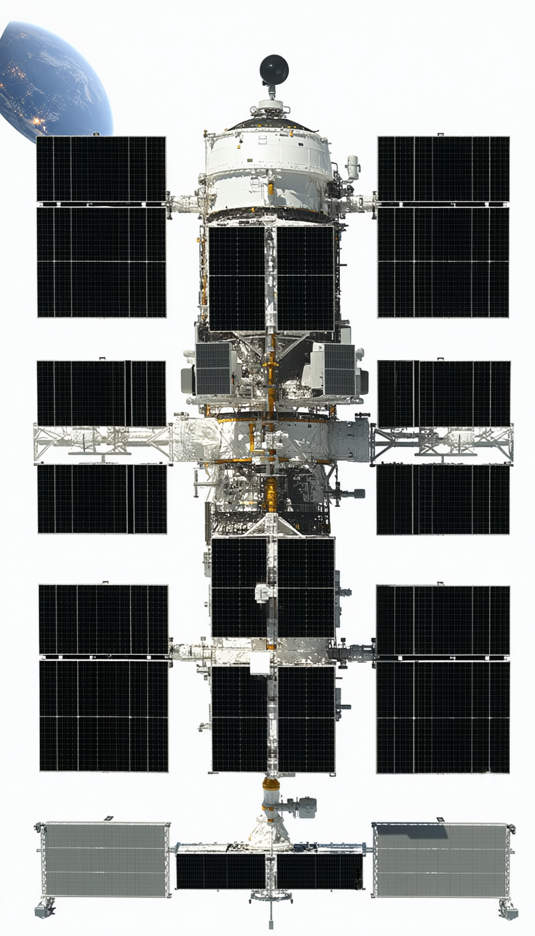 A Large Spacecraft With A Prominent Solar Panel On Its Side