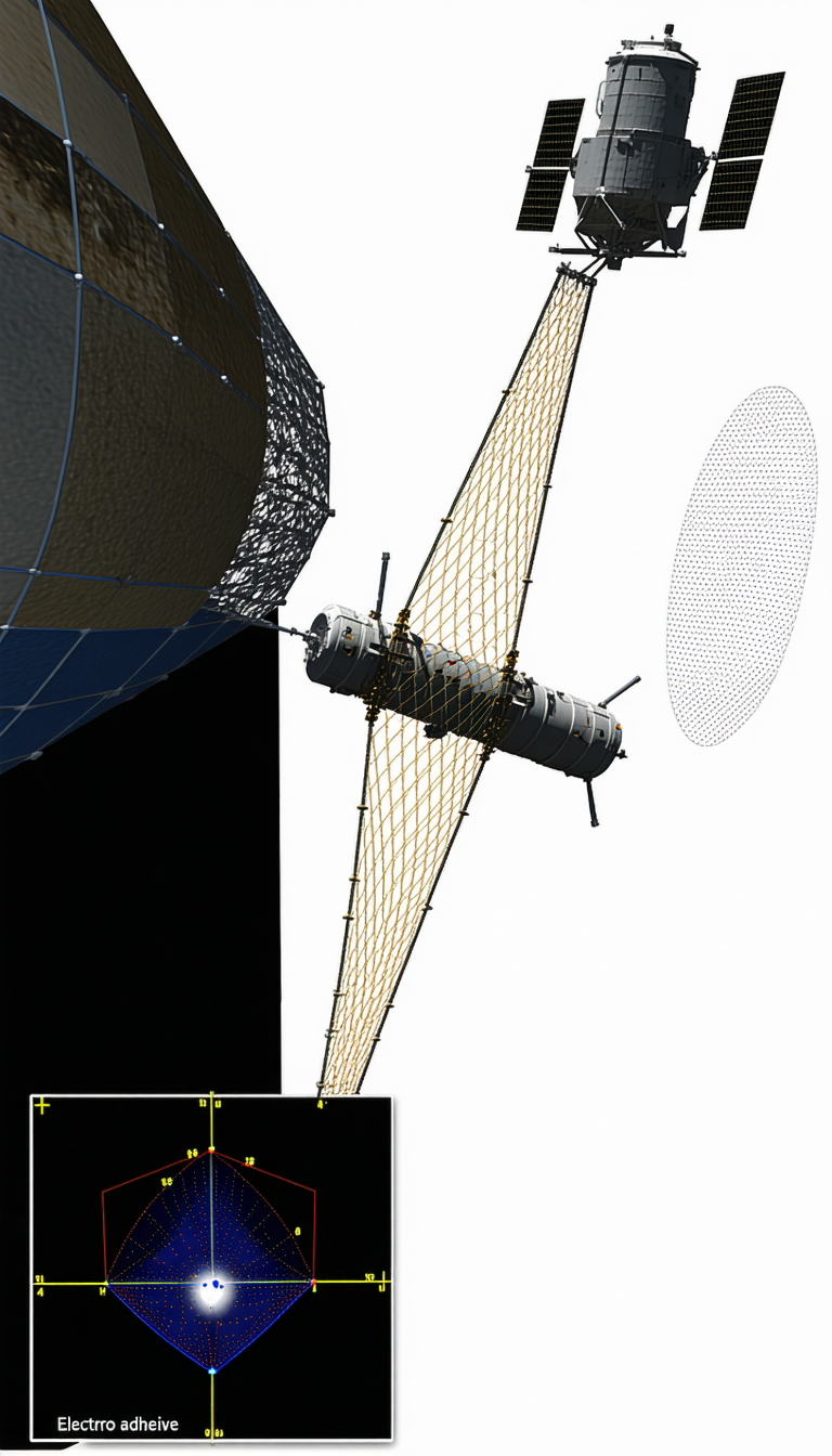 A Large Spacecraft Is Docked With A Smaller Spacecraft, Which Is Connected To A Large Satellite