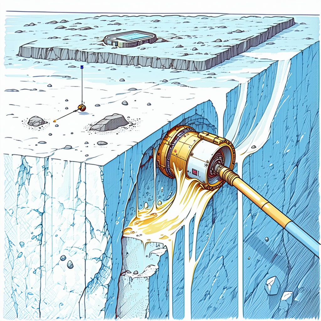 The Image Is A Cartoon Drawing Of A Large Iceberg With A Hole In It