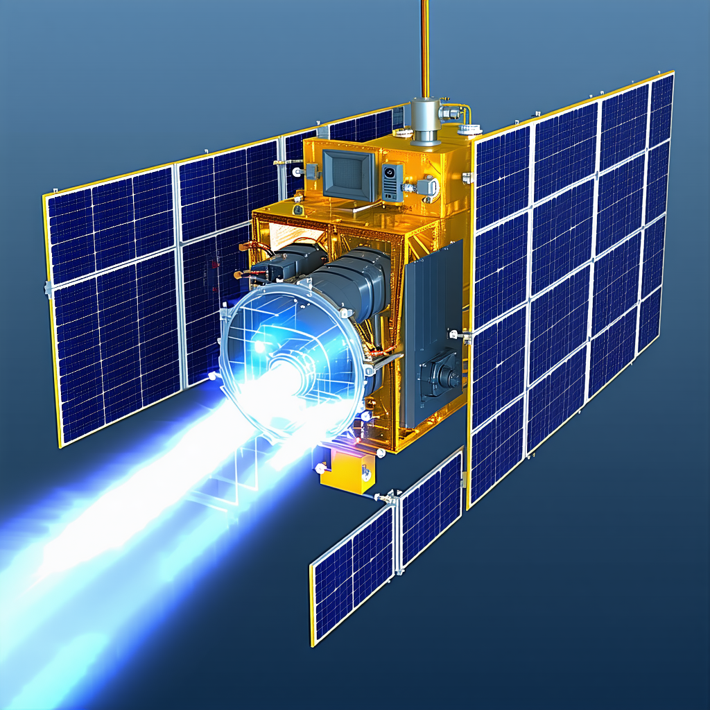 spacecraft shown blue background