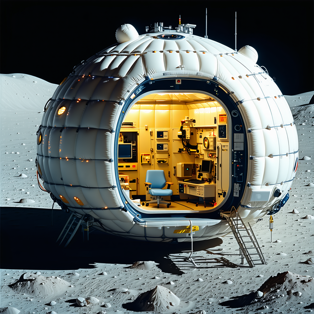 A Small, White, Round Spacecraft With A Hatch Door Open