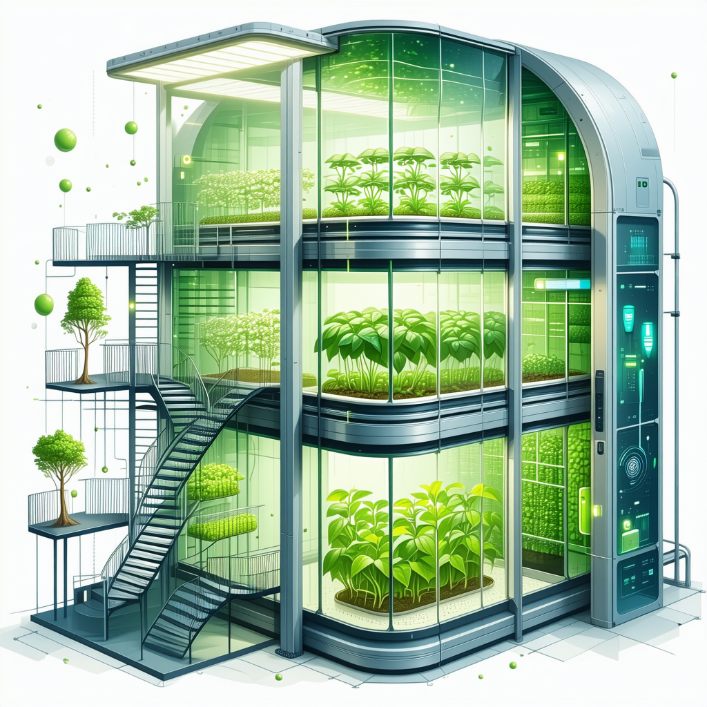 In The Image, There Is A Large, Multi-story Building That Houses A Variety Of Plants