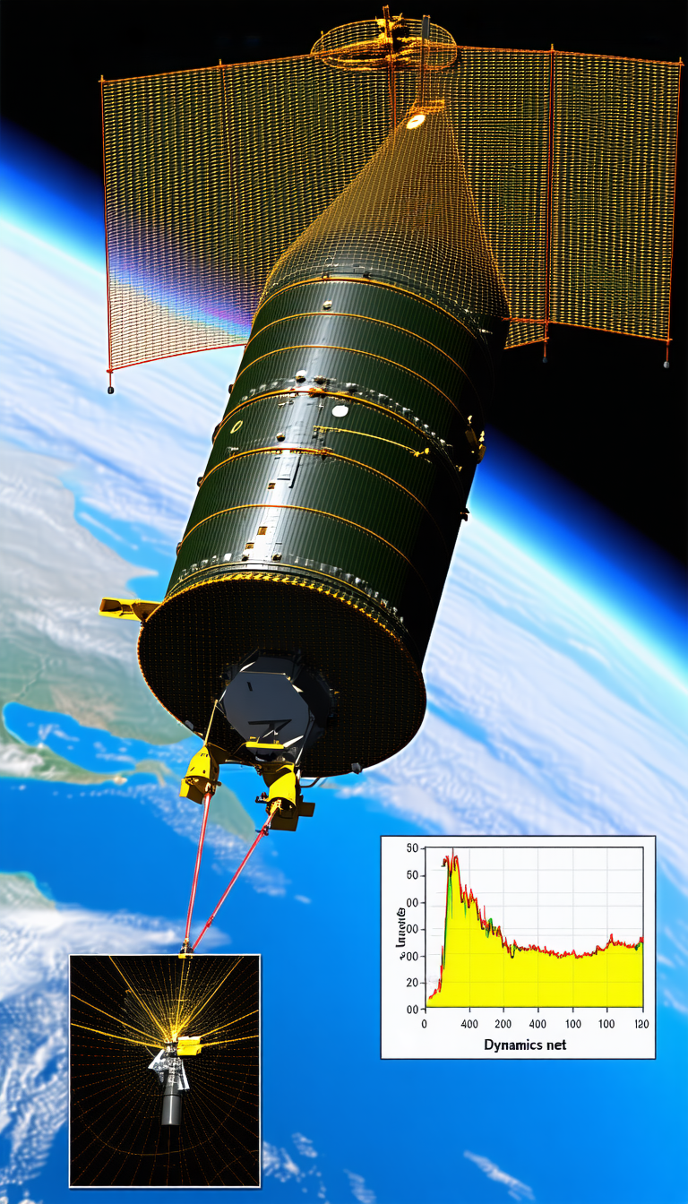 A Spacecraft Is Shown In The Image, Flying Through The Air