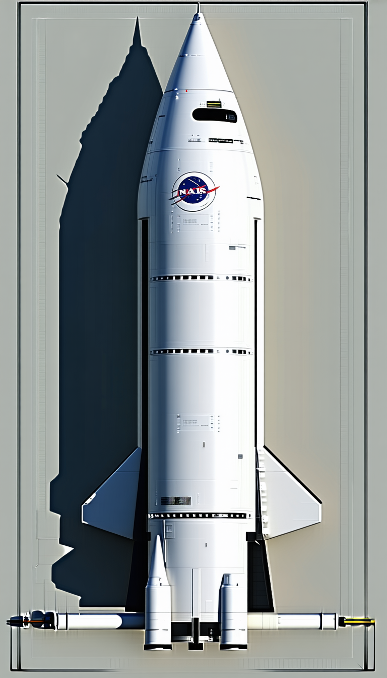 A Large White Rocket Ship Is Shown In A Close-up View