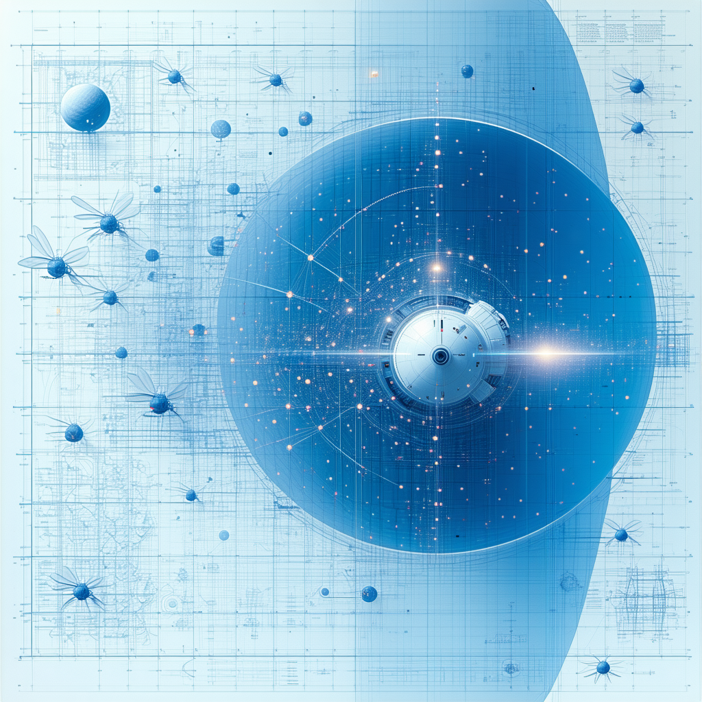 In The Image, There Is A Blue, Three-dimensional Model Of A Spacecraft
