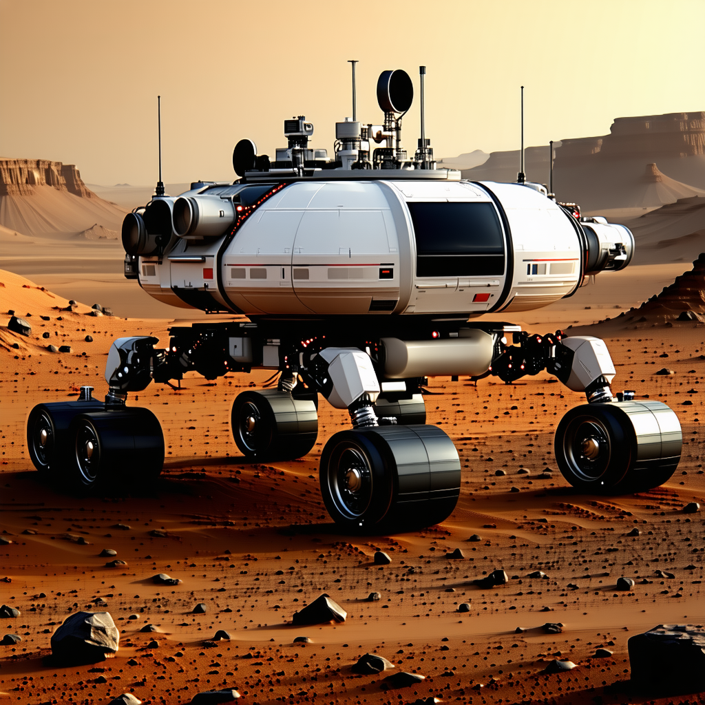 A Large White Spacecraft Is Parked On A Rocky