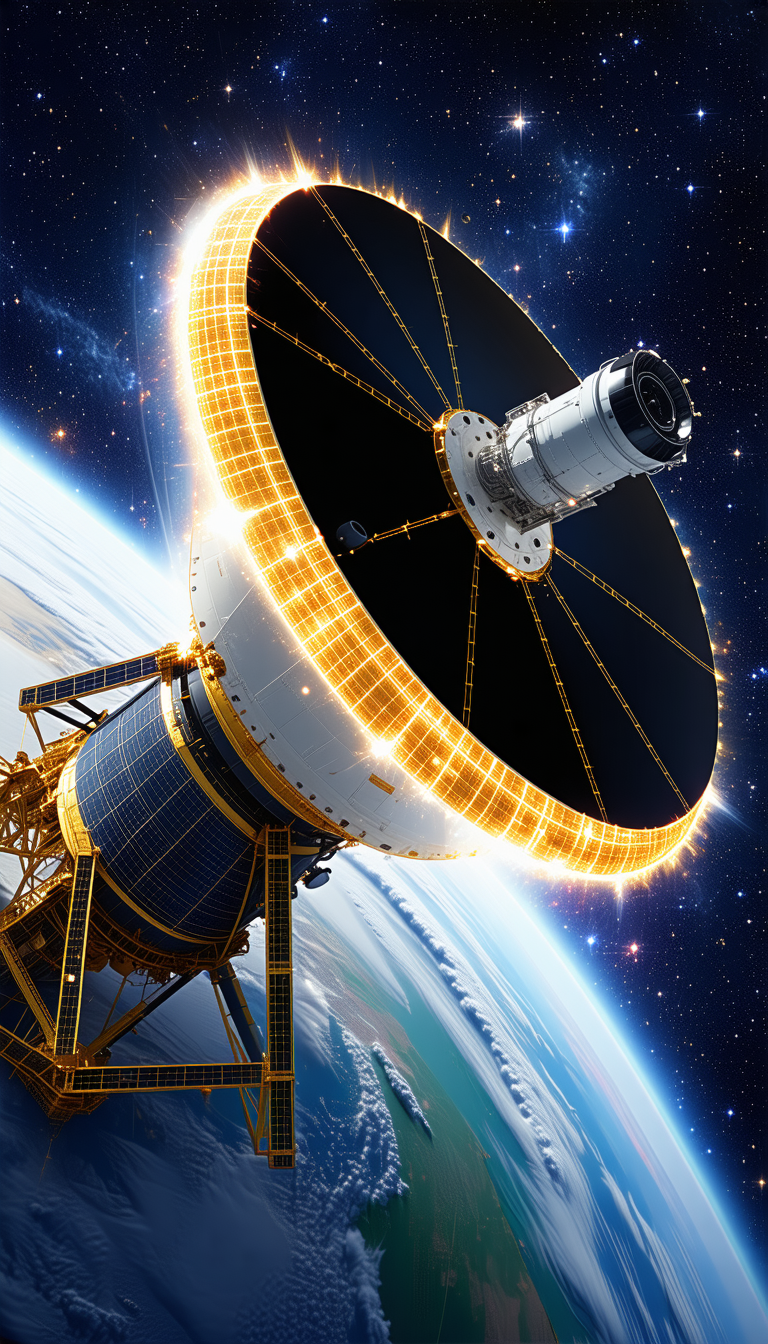 A Large Spacecraft With A Dome-shaped Structure On Top Of It