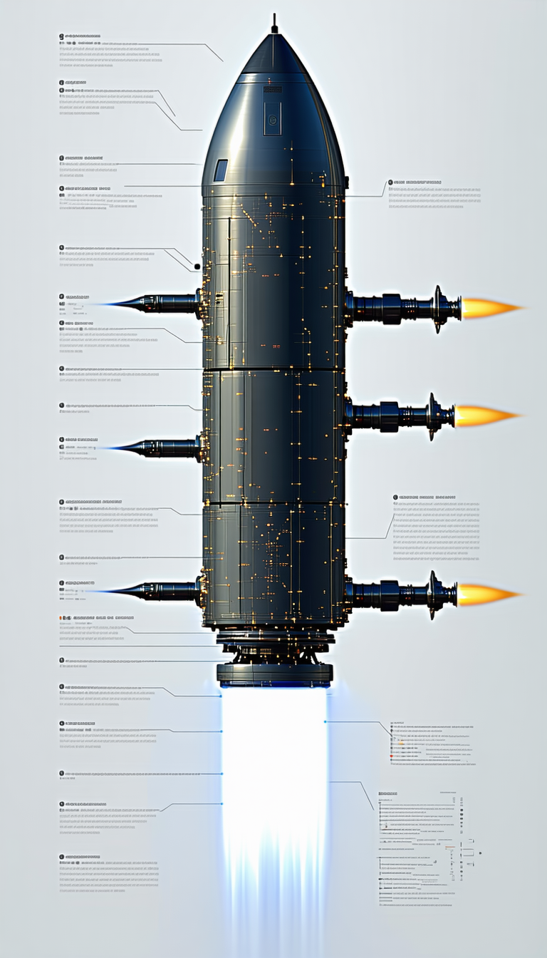 A Large Rocket Ship Is Shown In A Diagram, With Various Parts Labeled