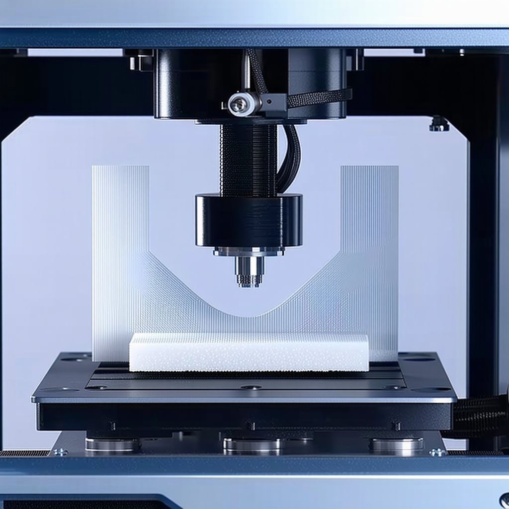 A 3d Printer Is In The Process Of Printing A White Object
