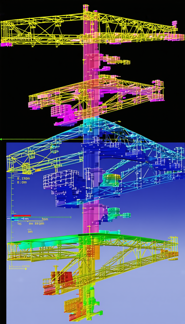 The Image Is A 3d Model Of A Large Structure, Possibly A Building Or A Bridge