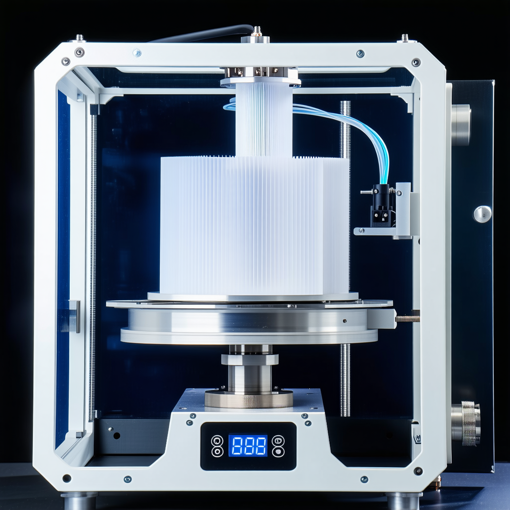 A Large, White, And Blue Machine With A Clear Glass Top