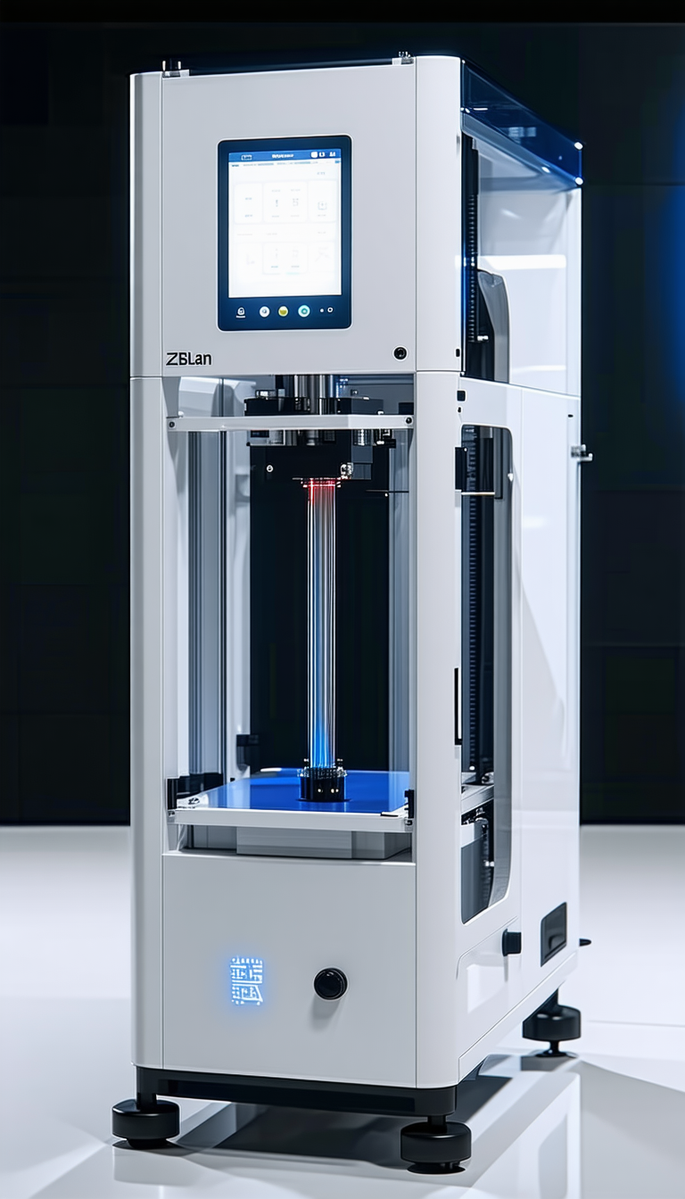 A Large White Machine Is Sitting On A White Surface