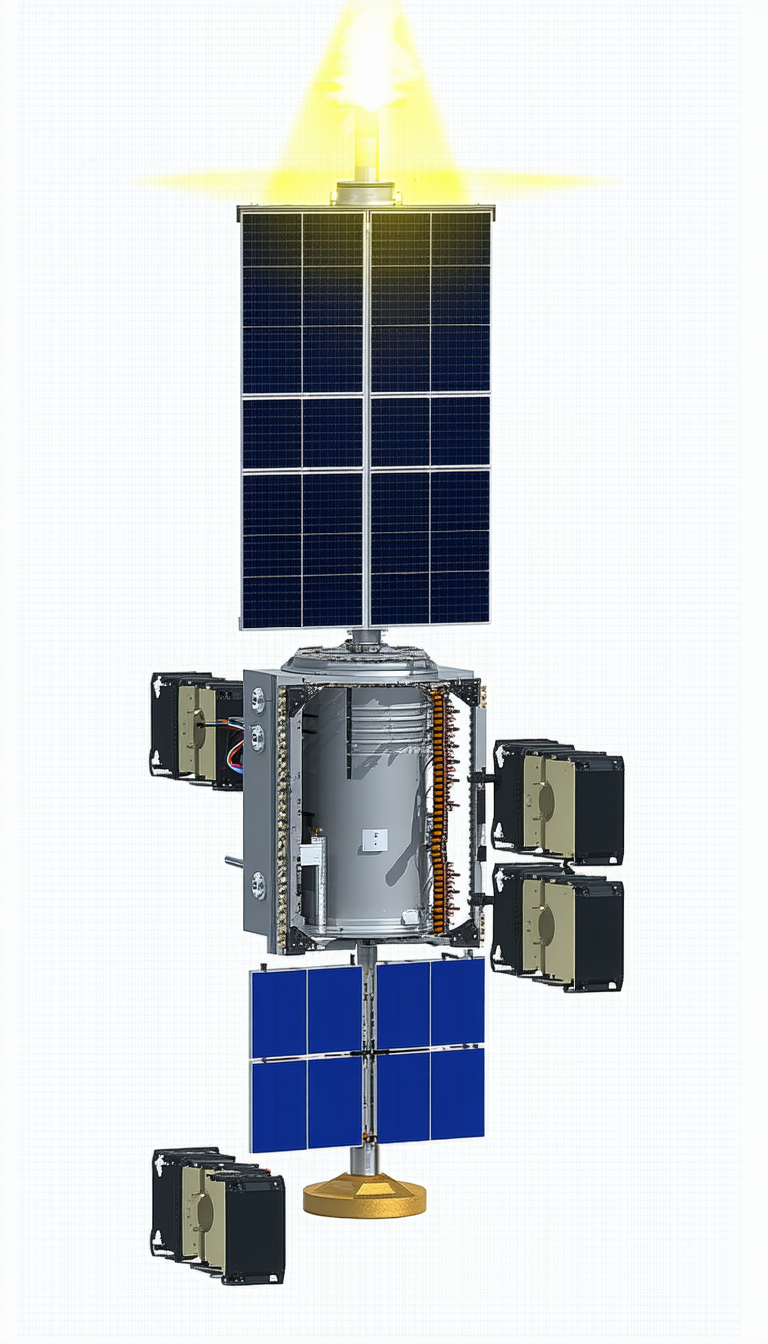 A Large Satellite Is Shown In A White Background
