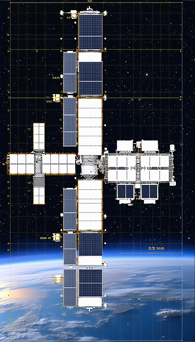 A Large Space Station With A White And Black Color Scheme