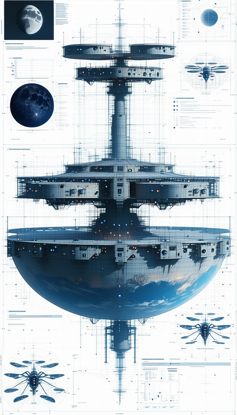 A Large, Futuristic Space Station Is Shown In A Drawing