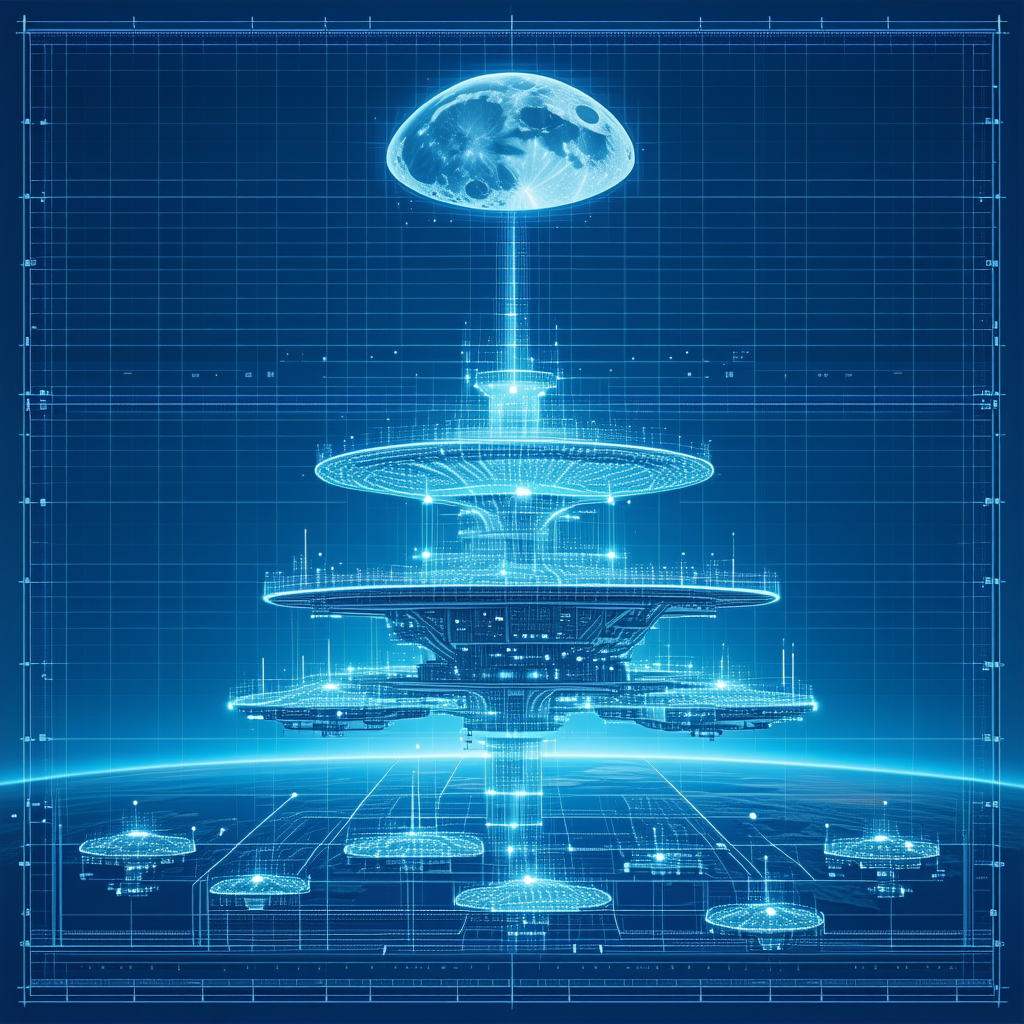 A Futuristic City With A Large Tower At Its Center
