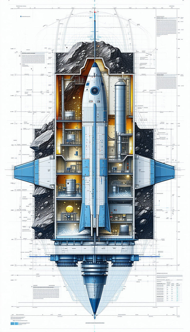 A Space Shuttle Is Shown In A Cross-sectional View, Revealing Its Various Components