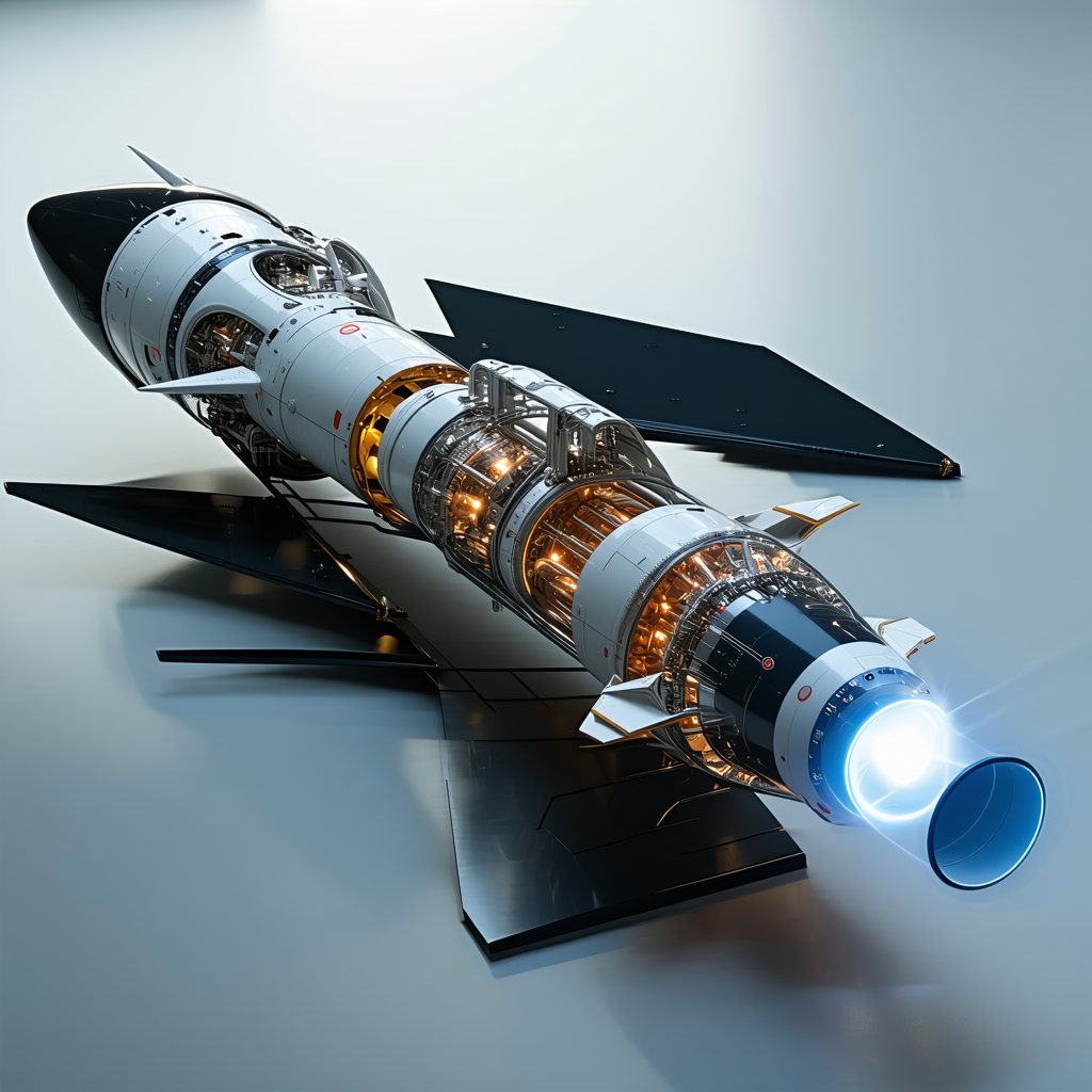 A Rocket Ship Is Shown In A Close-up View, With Its Engine And Other Parts Clearly Visible