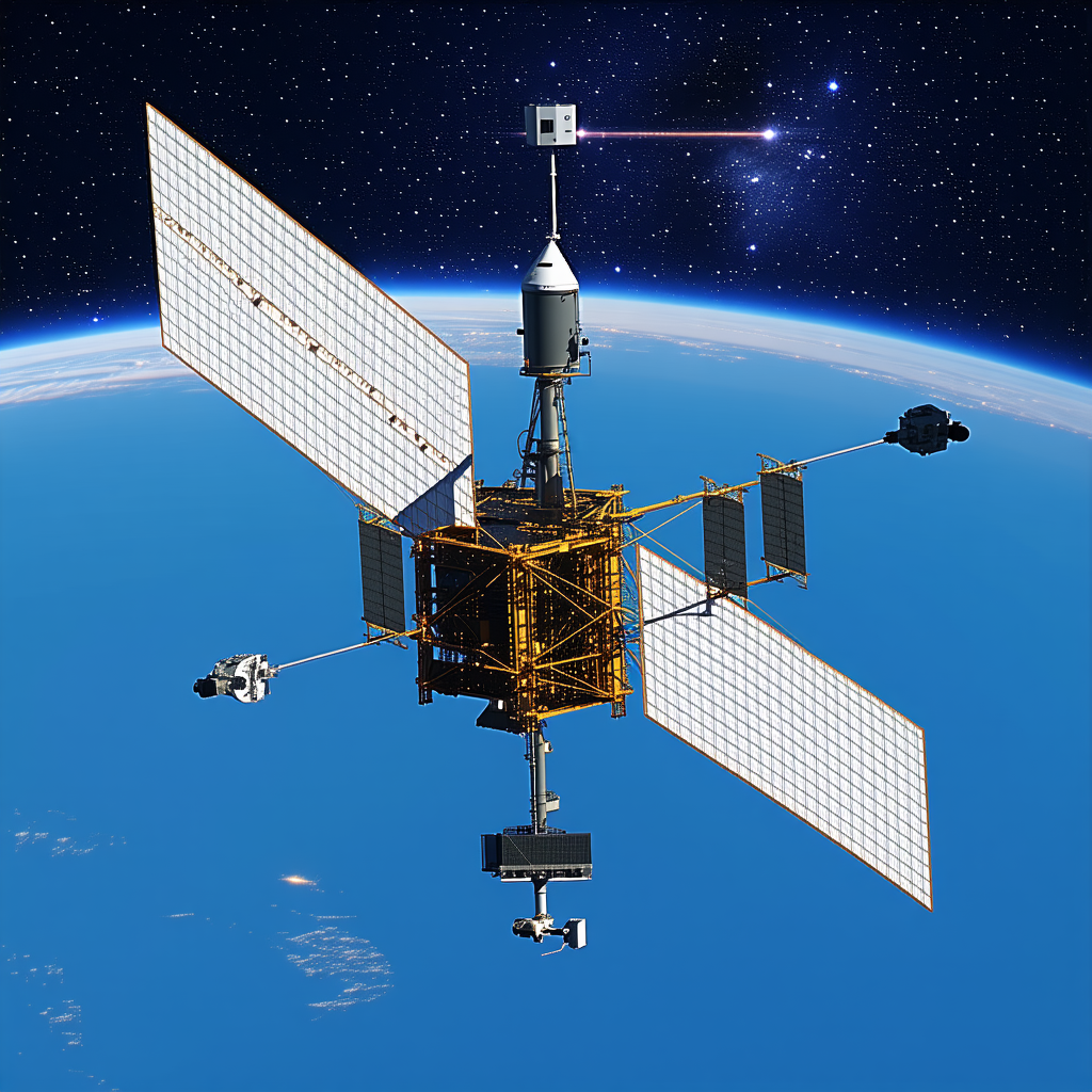 A Space Station With A Large Dome-shaped Structure, Which Is Likely A Satellite