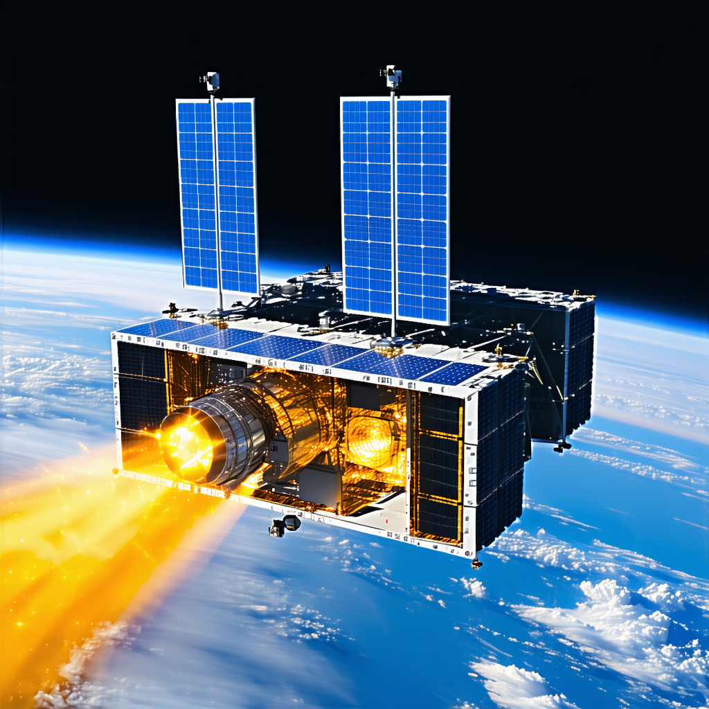A Spacecraft Is Shown In The Image, With Its Engine On