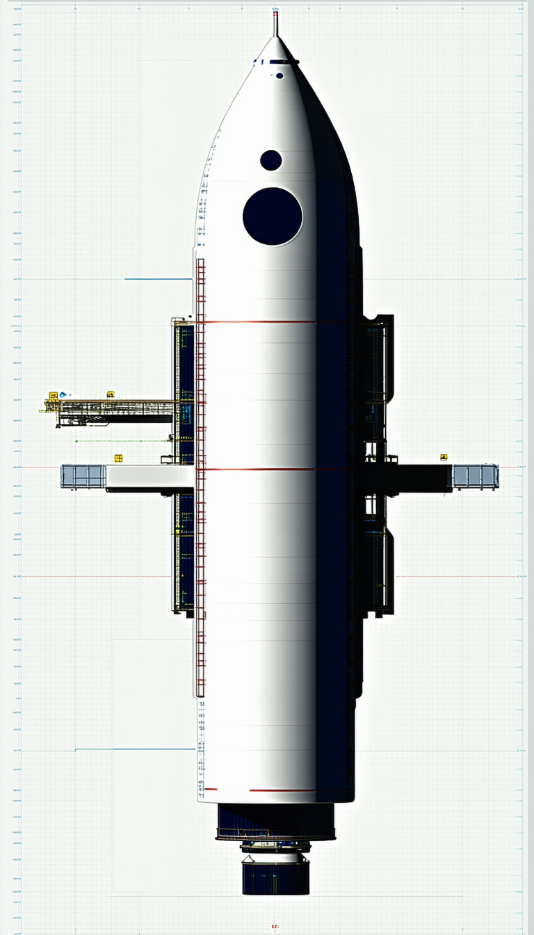 A Large White Space Shuttle Is Shown In A Blueprint Drawing