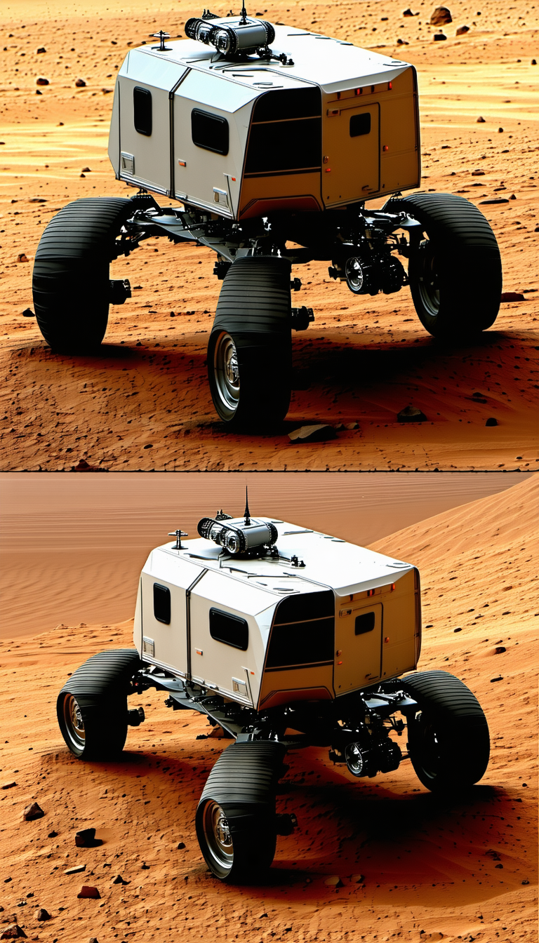 A Large Truck With A Camper Shell On The Back, Driving On A Dirt Road
