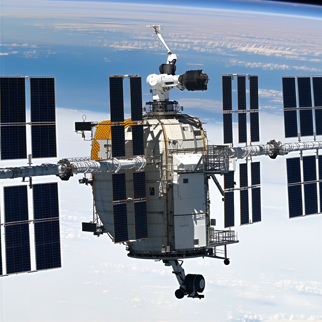 A Space Shuttle With A Large Satellite On Top Of It