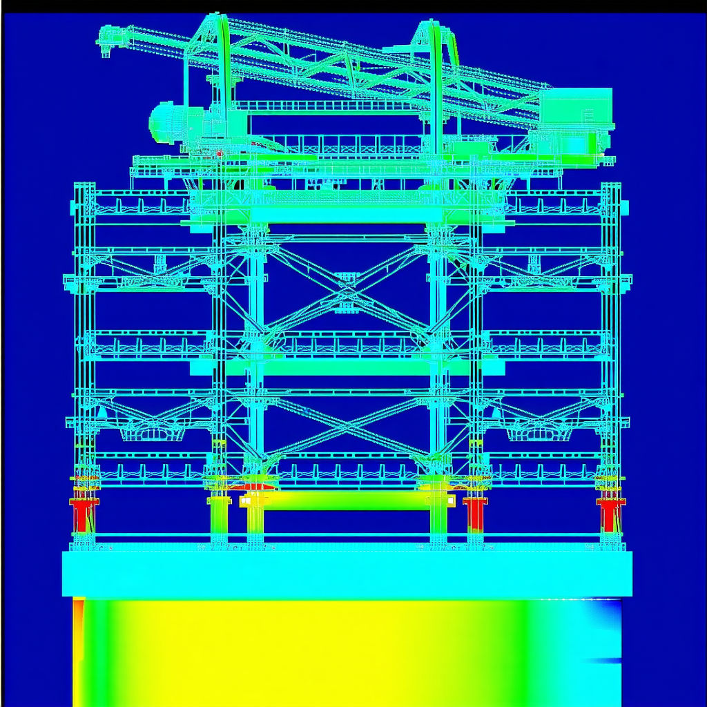 The Image Is A 3d Model Of A Large Structure, Possibly A Bridge Or A Building