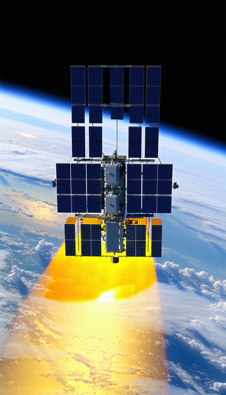 A Space Shuttle With A Large Solar Panel Array On Its Back