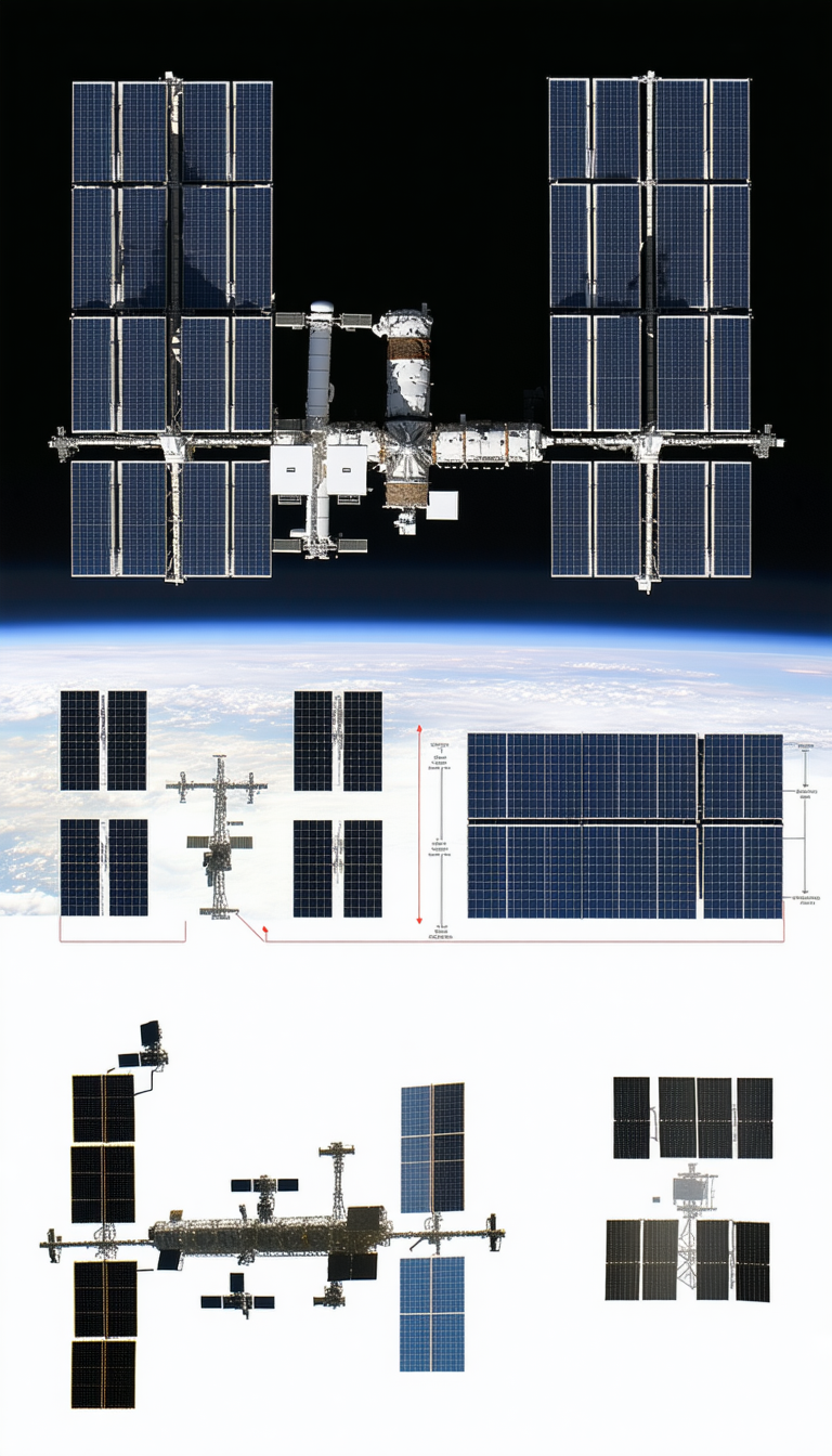 A Space Station With A Large Number Of Solar Panels On Its Exterior