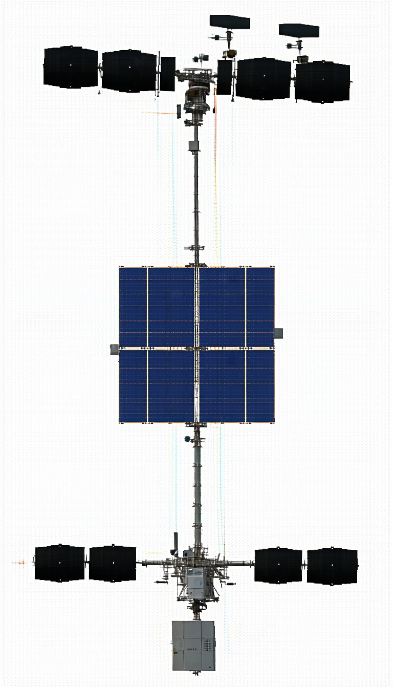 A Large Solar Panel Is Mounted On A Tall Pole