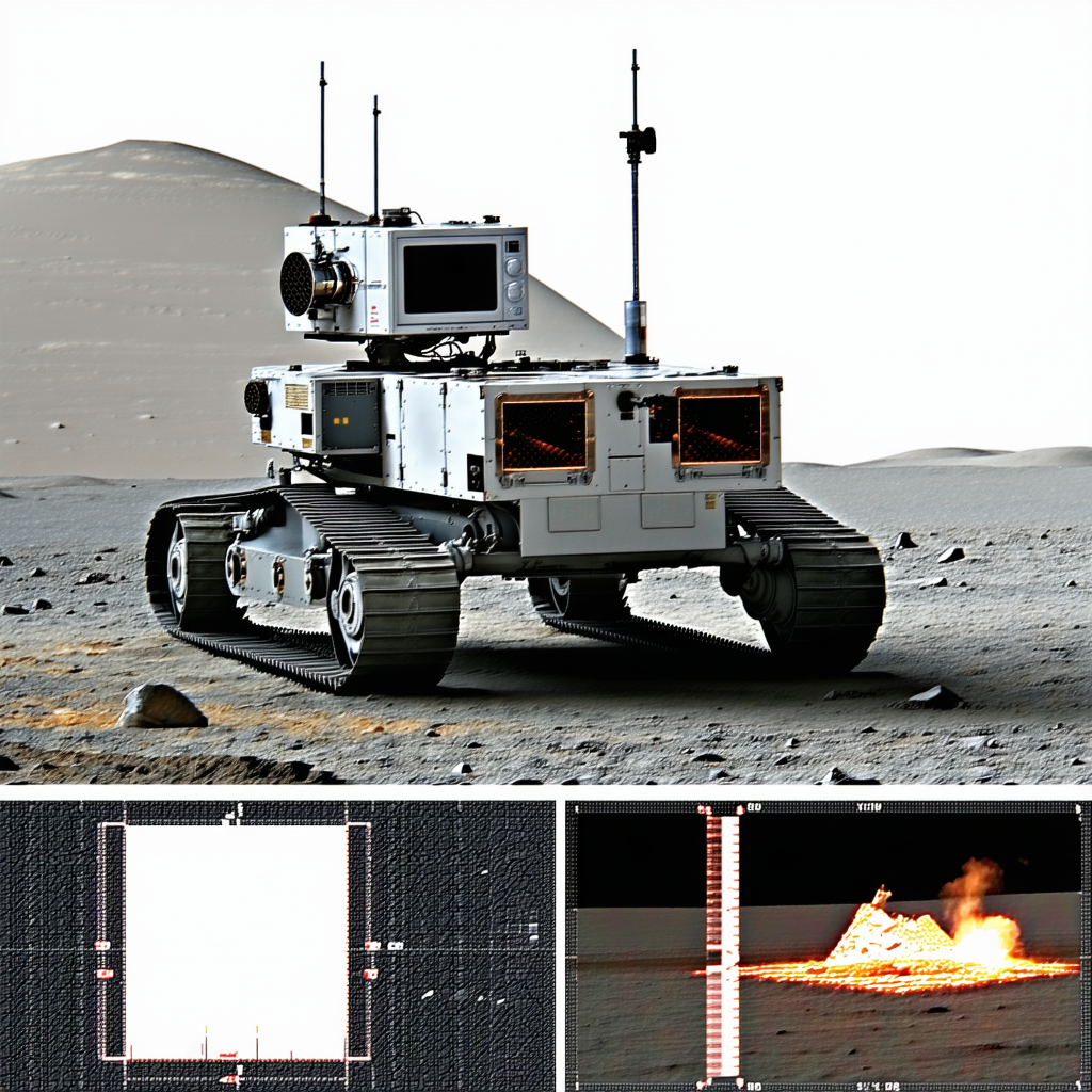 A White Robotic Vehicle, Possibly A Rover, Sitting On A Dirt Surface