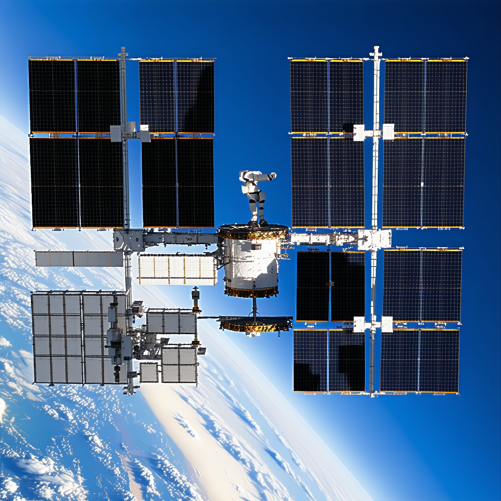 A Space Station With A Large Satellite Dish On Top Of It