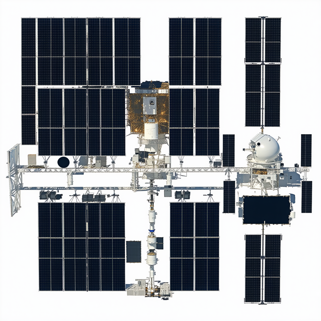 In The Image, There Is A Large Space Station With A Dome-shaped Structure On Top