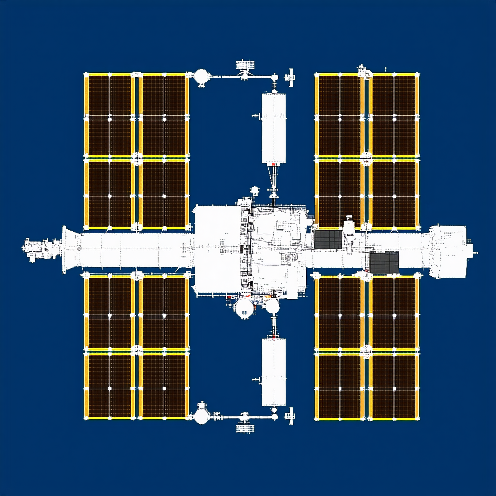 A Large Spacecraft With A Blue Background