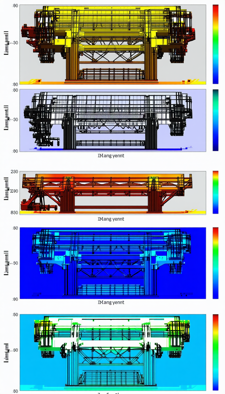 The Image Is A Blue And White Graphic Of A Large Structure, Possibly A Bridge Or A Building