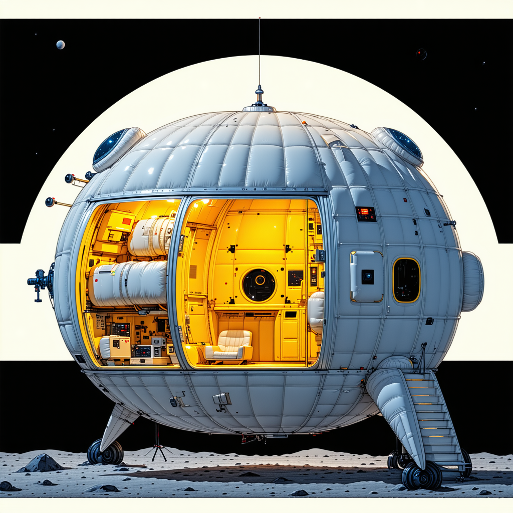 A Large White Spacecraft With A Dome-shaped Structure