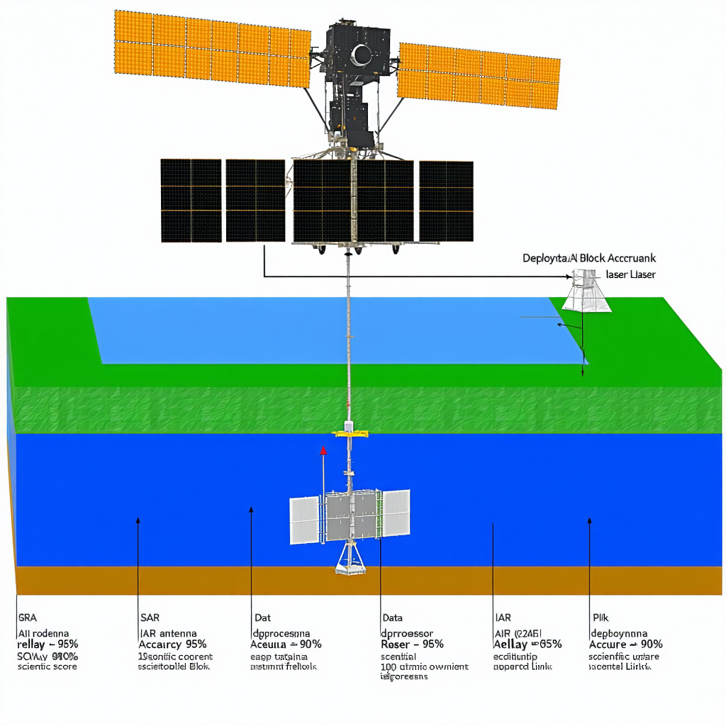 The Image Is A Diagram Of A Spacecraft, Specifically A Satellite, With Various Parts Labeled