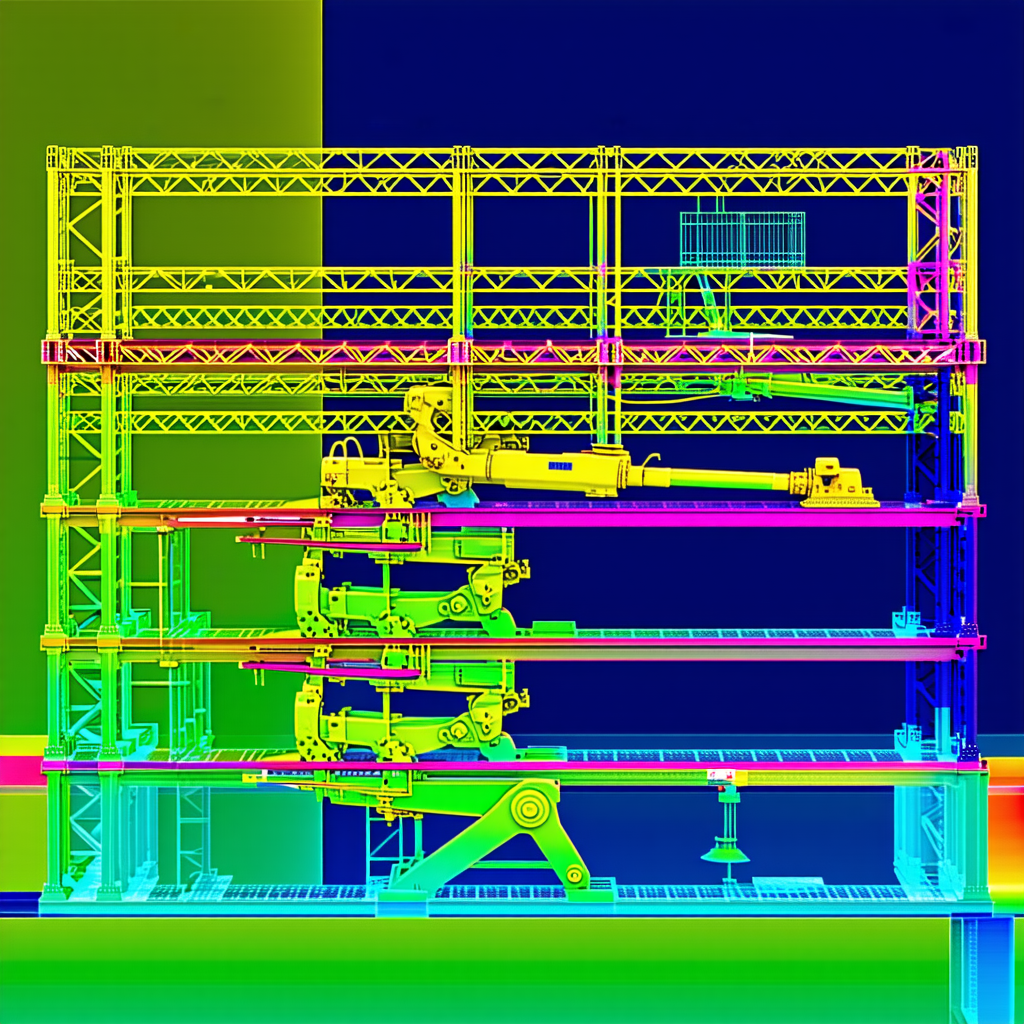 The Image Is A 3d Model Of A Large Machine, Possibly A Robot Or A Factory Machine
