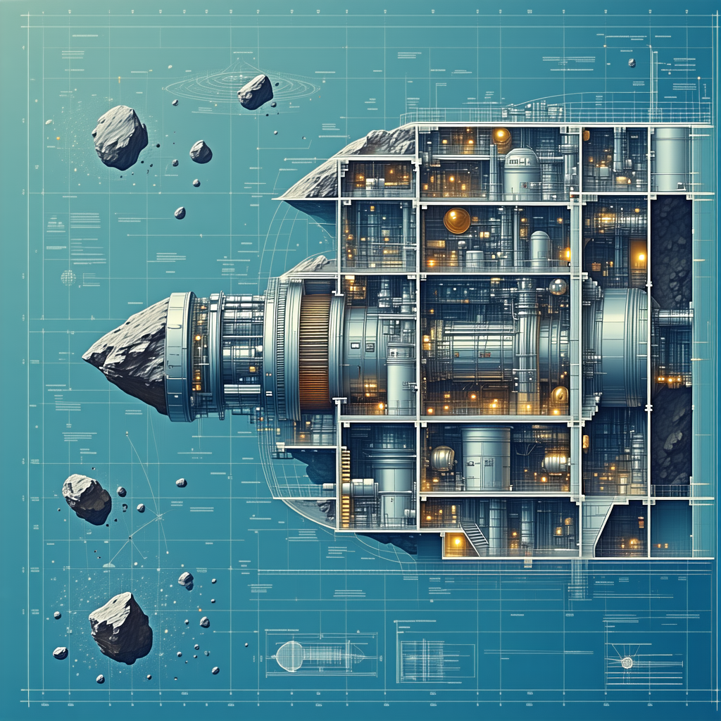 The Image Is A Blueprint Of A Futuristic Space Station