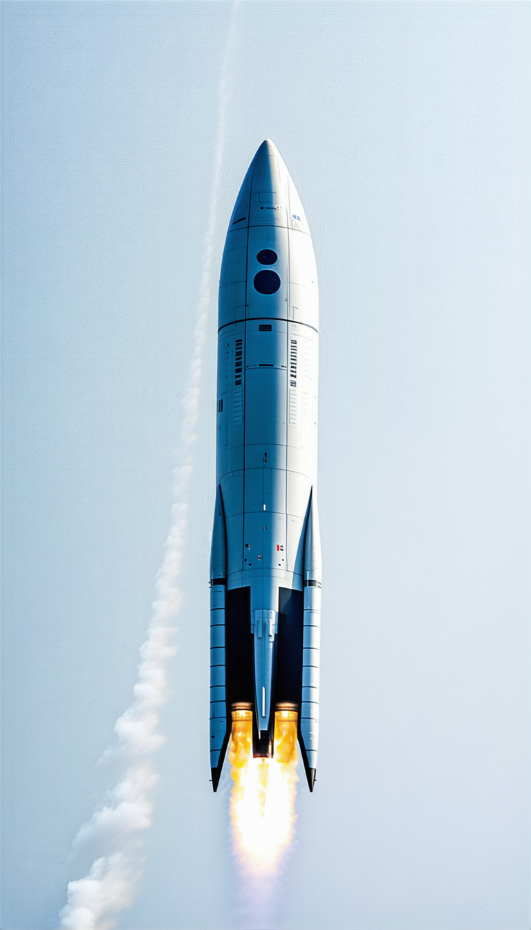 A Rocket Is Seen In The Sky, With Its Tail End Visible