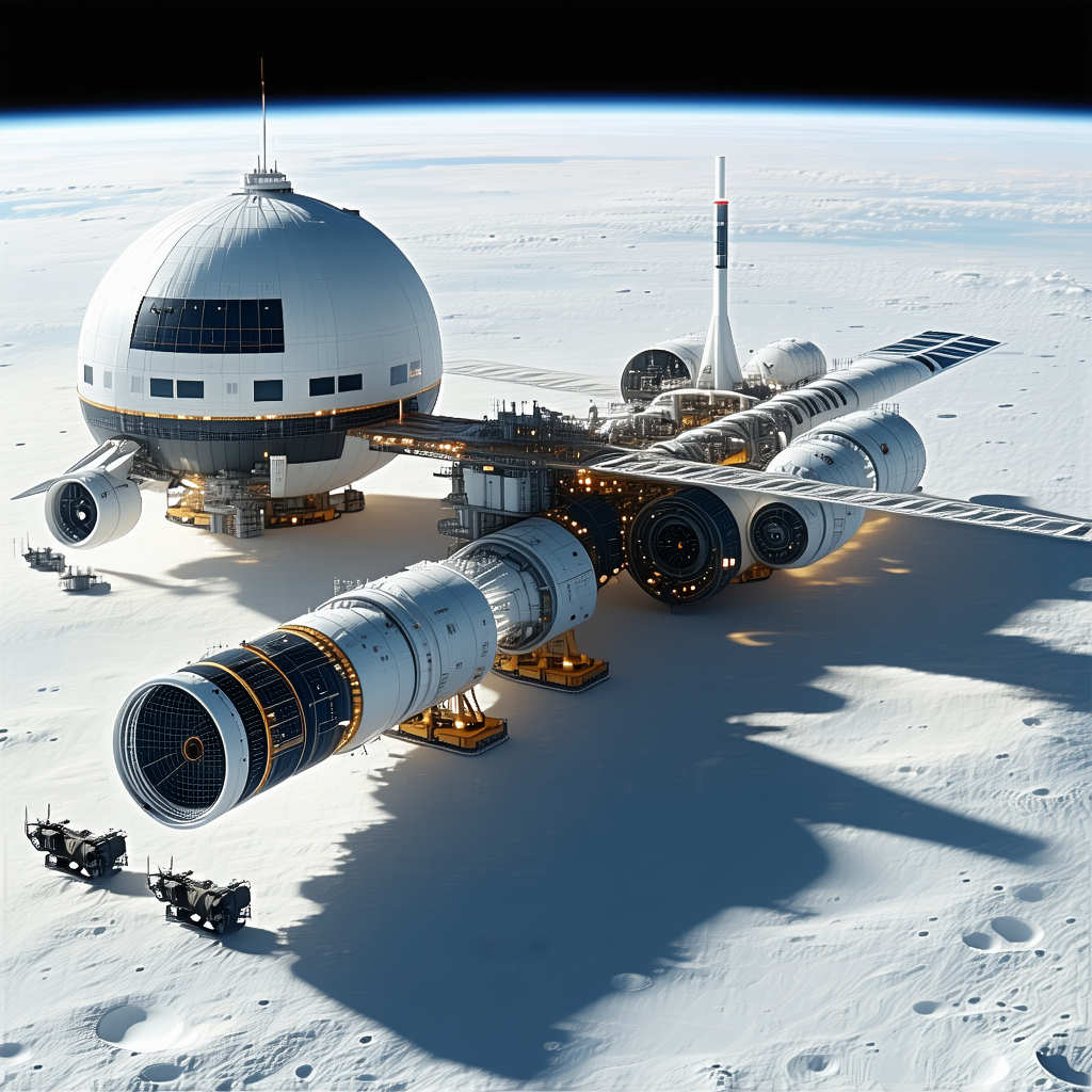 A Large Spacecraft With A Dome-shaped Structure On Top Of It