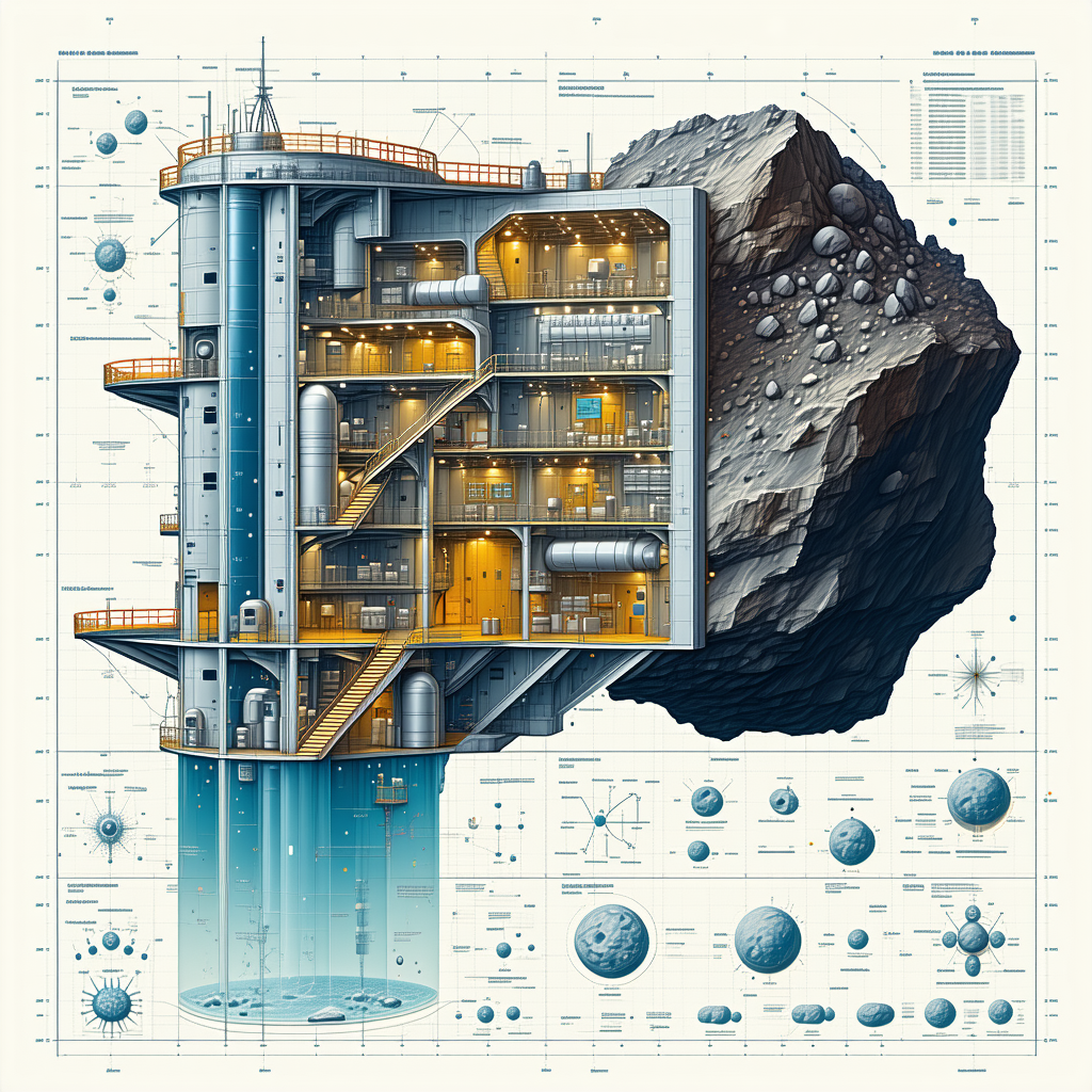 The Image Is A Detailed Drawing Of A Futuristic Building, Which Appears To Be A Space Station
