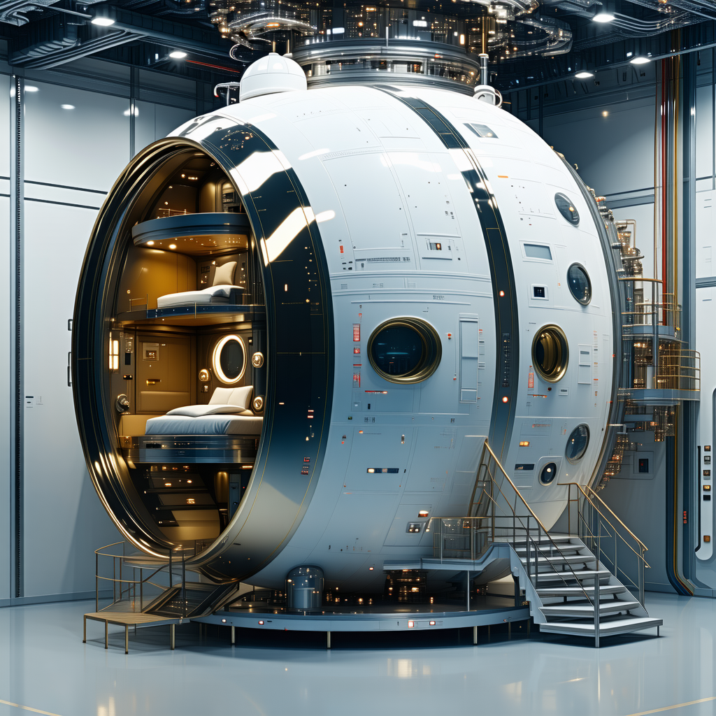A Large, White, Round Spacecraft With A Dome-shaped Top