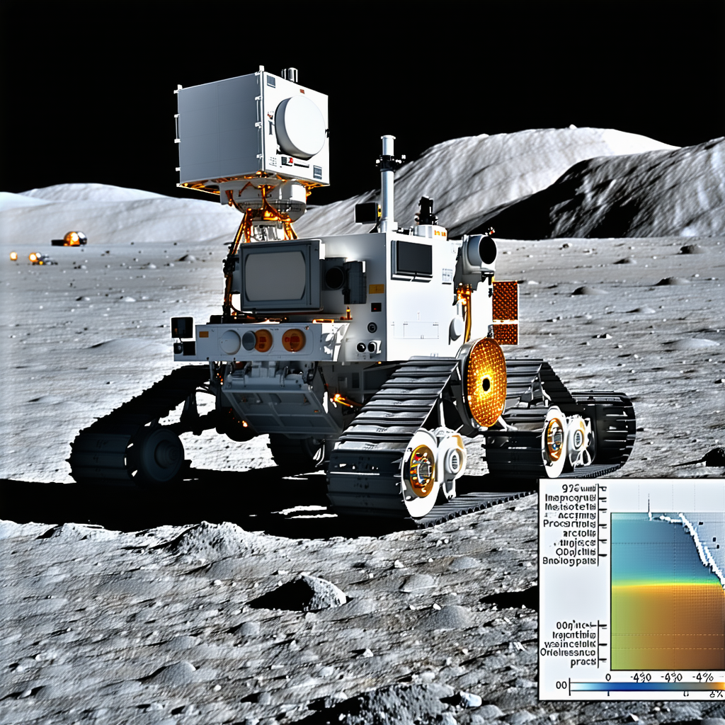 A White Robotic Vehicle Is Parked On The Moon's Surface