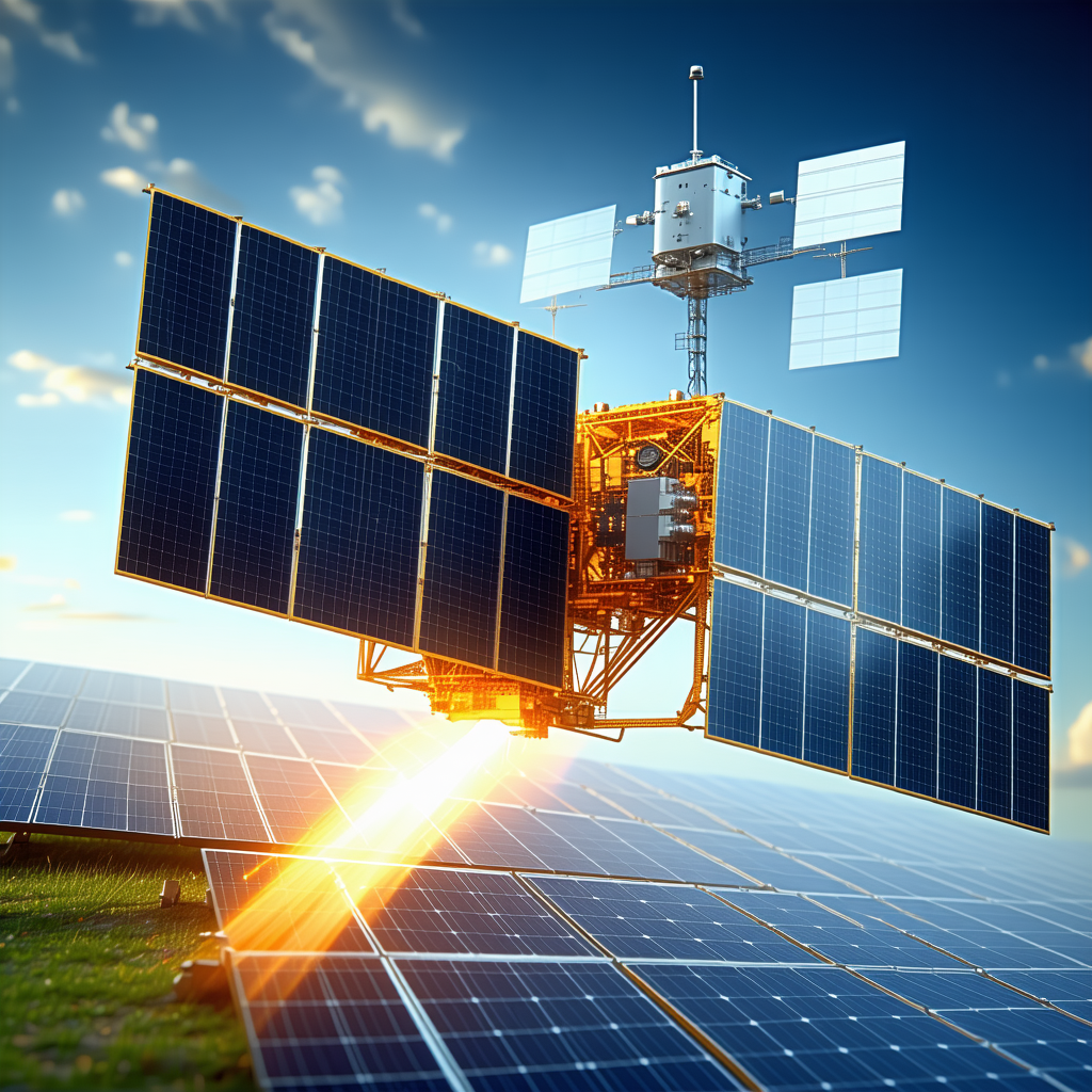 A Solar Panel With A Satellite On Top Of It