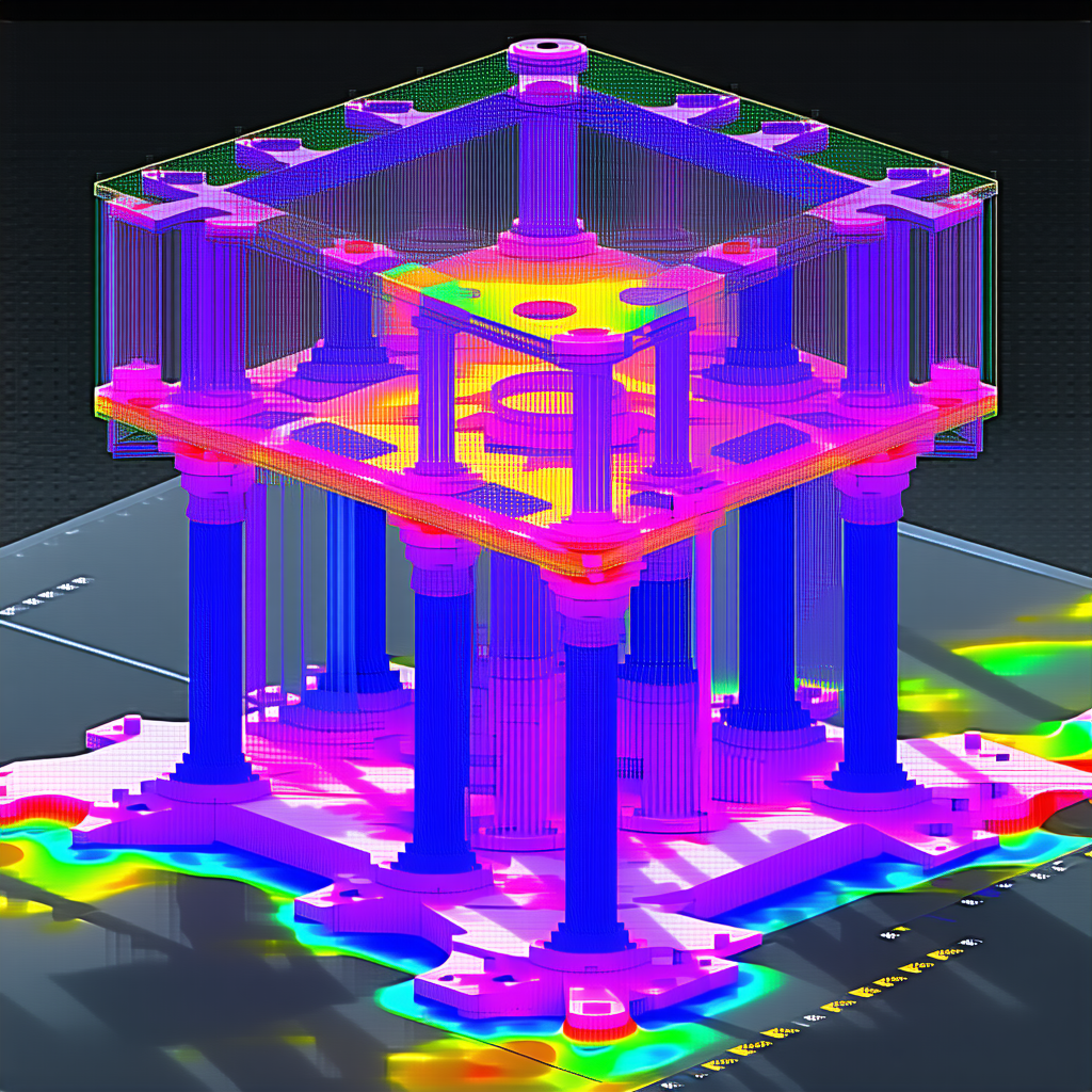 A Colorful, Three-dimensional Structure Is Displayed In A Black And White Image