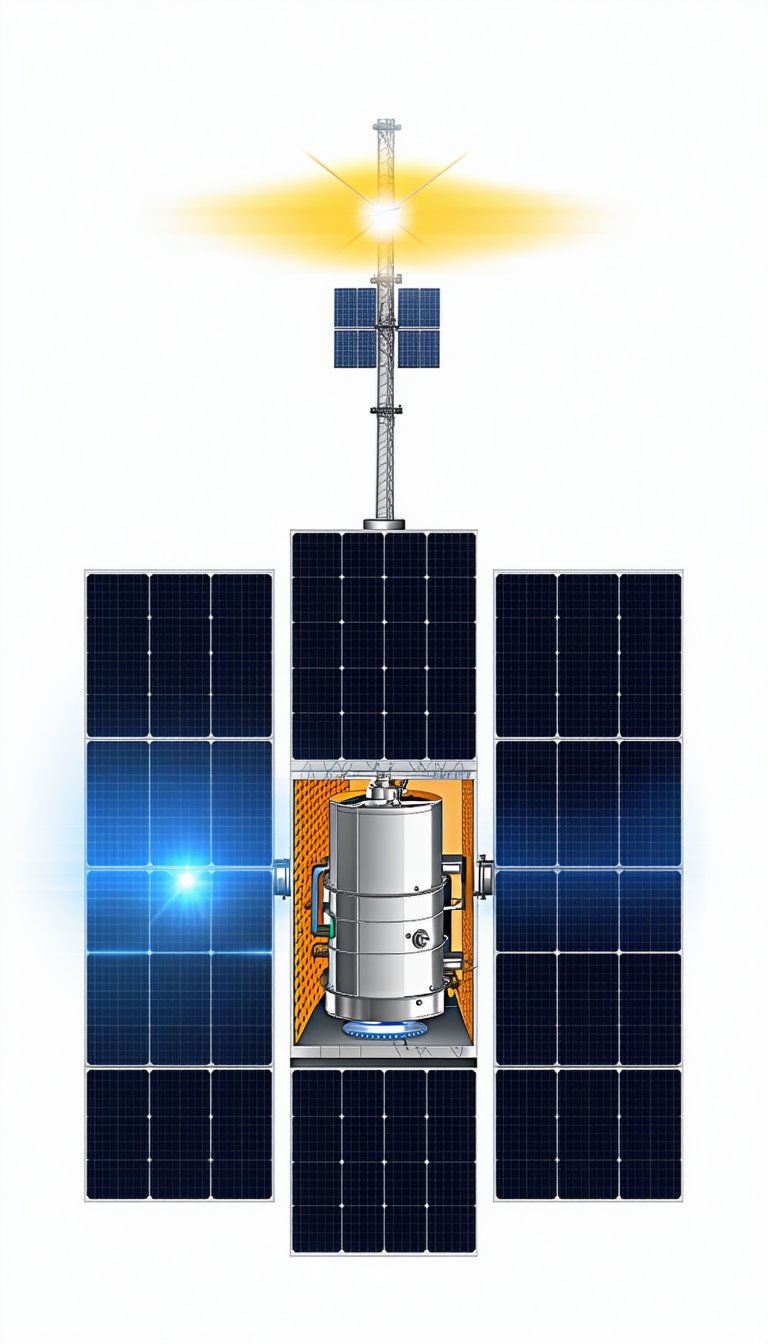 A Spacecraft With A Solar Panel On Its Side