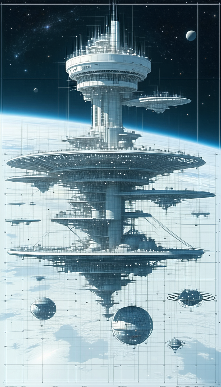 futuristic scene, massive space station