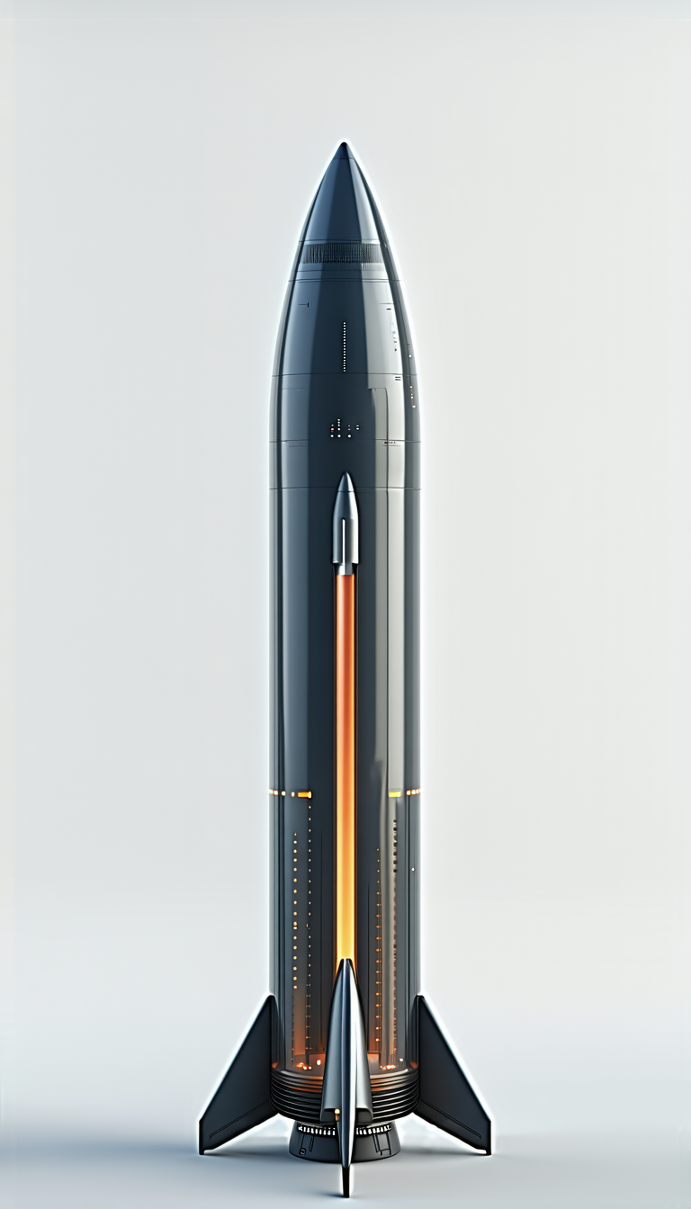 large rocket shown white background